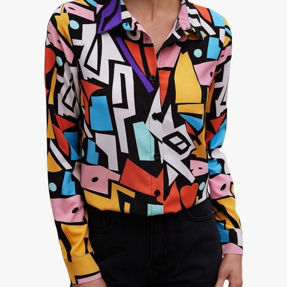 Abstract big dart button up - Picture 5 of 6